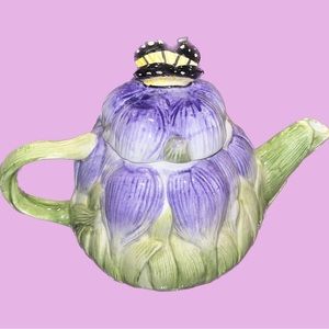 CIC Certified International Corp Peggy Jo Ackley Fashion Butterfly Teapot Purple